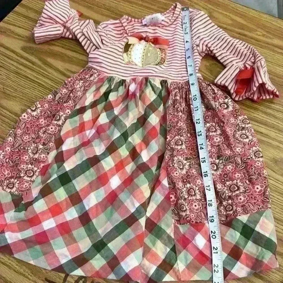 Bonnie Jean Girls' Fall Dress Plaid Pumpkin Embroidered size 5 - Picture 11 of 12